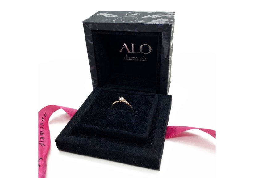 Zlatý prsten s Diamantem Alo 0,24 ct