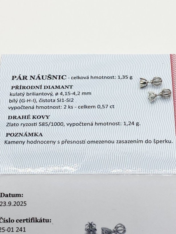 Zlaté náušnice s Diamanty 0,57 ct