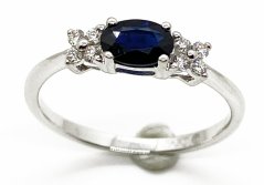 Zlatý prsten se Safírem a Diamanty