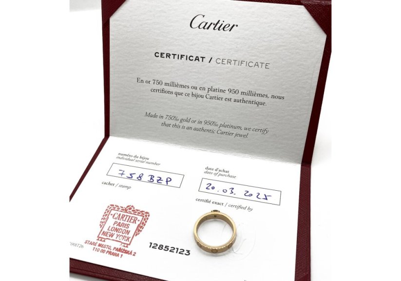 Zlatý prsten Cartier s Diamantem 0,23 ct