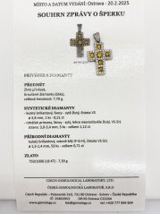 Zlatý kříž s Diamanty 1,83 ct. 18 Kt 7,79 g