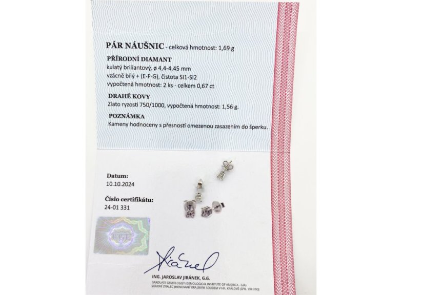 Zlaté náušnice s Diamanty 0,67 Ct, 18 Kt